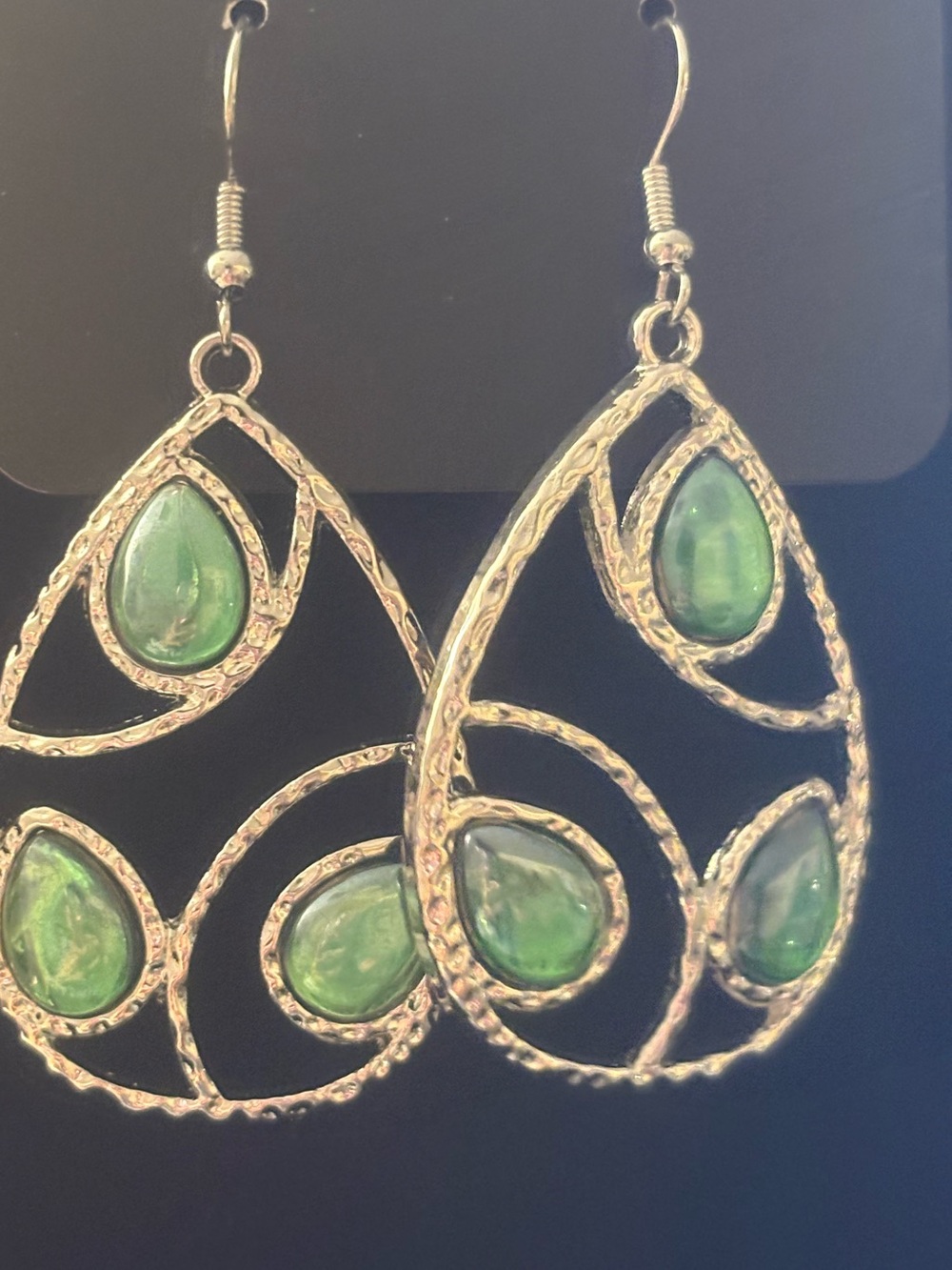 Elegant Green Teardrop Dangle Earrings - Women's Jewelry